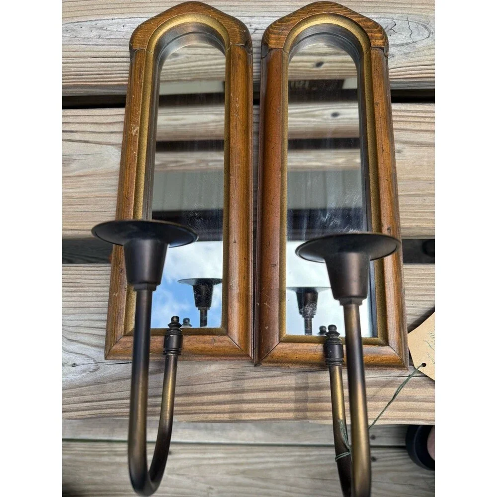 Vintage NEW Three Mountaineers Wall Sconces Pair 17